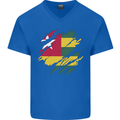 Torn Togo Flag Togolese Day Football Mens V-Neck Cotton T-Shirt Royal Blue