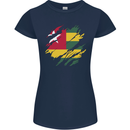 Torn Togo Flag Togolese Day Football Womens Petite Cut T-Shirt Navy Blue