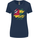 Torn Togo Flag Togolese Day Football Womens Wider Cut T-Shirt Navy Blue