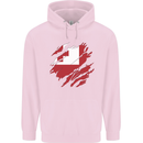 Torn Tongo Flag Tongan Day Football Childrens Kids Hoodie Light Pink