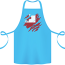 Torn Tongo Flag Tongan Day Football Cotton Apron 100% Organic Turquoise