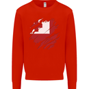 Torn Tongo Flag Tongan Day Football Kids Sweatshirt Jumper Bright Red