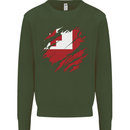 Torn Tongo Flag Tongan Day Football Kids Sweatshirt Jumper Forest Green