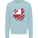 Torn Tongo Flag Tongan Day Football Kids Sweatshirt Jumper Light Blue