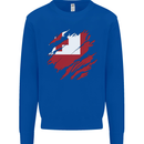 Torn Tongo Flag Tongan Day Football Kids Sweatshirt Jumper Royal Blue
