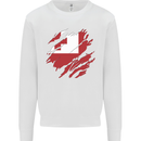 Torn Tongo Flag Tongan Day Football Kids Sweatshirt Jumper White