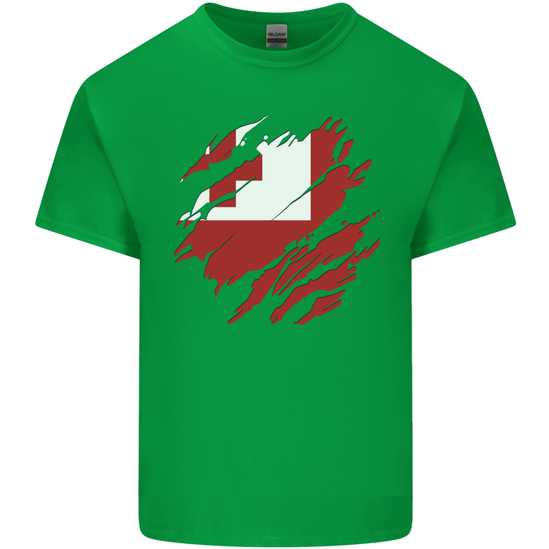 Torn Tongo Flag Tongan Day Football Kids T-Shirt Childrens Irish Green