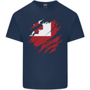 Torn Tongo Flag Tongan Day Football Kids T-Shirt Childrens Navy Blue