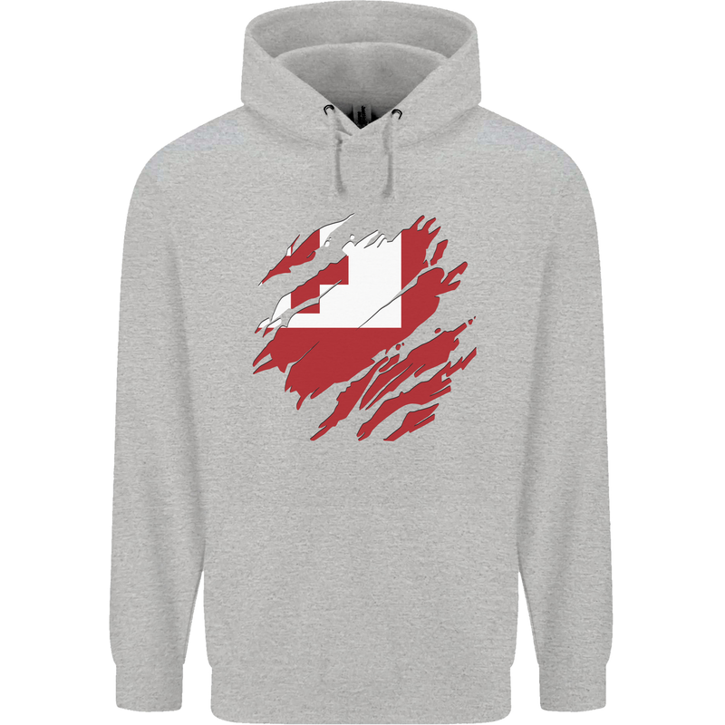 Torn Tongo Flag Tongan Day Football Mens 80% Cotton Hoodie Sports Grey