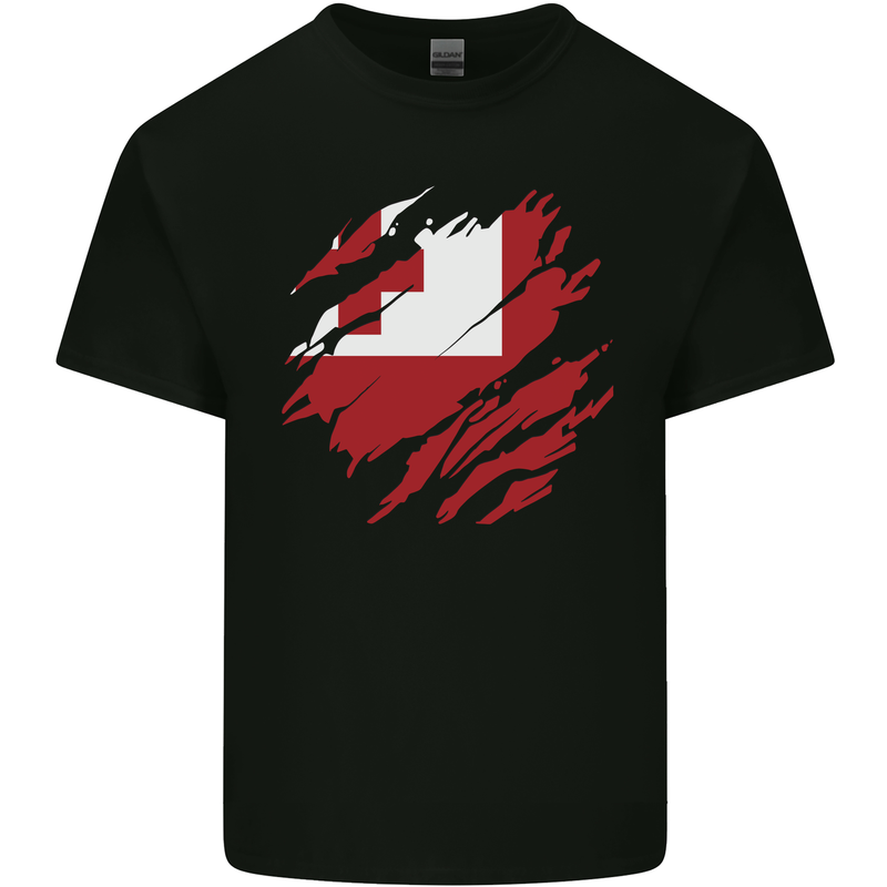 Torn Tongo Flag Tongan Day Football Mens Cotton T-Shirt Tee Top Black