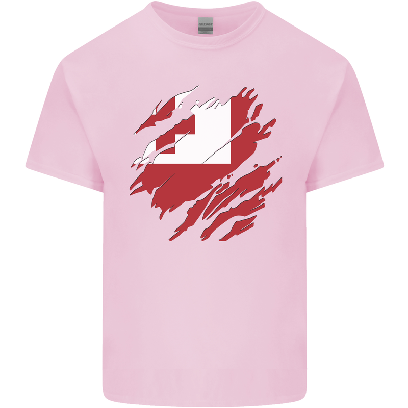 Torn Tongo Flag Tongan Day Football Mens Cotton T-Shirt Tee Top Light Pink