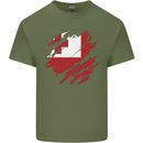 Torn Tongo Flag Tongan Day Football Mens Cotton T-Shirt Tee Top Military Green