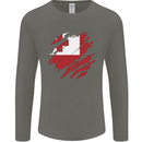 Torn Tongo Flag Tongan Day Football Mens Long Sleeve T-Shirt Charcoal