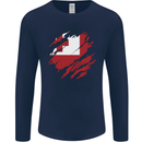 Torn Tongo Flag Tongan Day Football Mens Long Sleeve T-Shirt Navy Blue