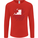 Torn Tongo Flag Tongan Day Football Mens Long Sleeve T-Shirt Red