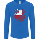 Torn Tongo Flag Tongan Day Football Mens Long Sleeve T-Shirt Royal Blue