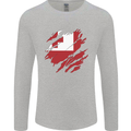 Torn Tongo Flag Tongan Day Football Mens Long Sleeve T-Shirt Sports Grey
