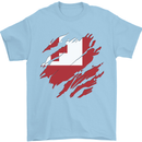 Torn Tongo Flag Tongan Day Football Mens T-Shirt 100% Cotton Light Blue