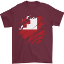 Torn Tongo Flag Tongan Day Football Mens T-Shirt 100% Cotton Maroon