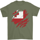Torn Tongo Flag Tongan Day Football Mens T-Shirt 100% Cotton Military Green