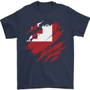 Torn Tongo Flag Tongan Day Football Mens T-Shirt 100% Cotton Navy Blue