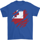 Torn Tongo Flag Tongan Day Football Mens T-Shirt 100% Cotton Royal Blue