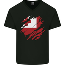 Torn Tongo Flag Tongan Day Football Mens V-Neck Cotton T-Shirt Black