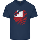 Torn Tongo Flag Tongan Day Football Mens V-Neck Cotton T-Shirt Navy Blue