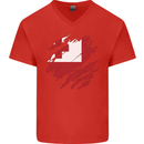Torn Tongo Flag Tongan Day Football Mens V-Neck Cotton T-Shirt Red