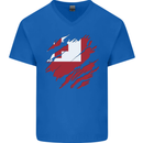 Torn Tongo Flag Tongan Day Football Mens V-Neck Cotton T-Shirt Royal Blue