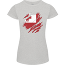 Torn Tongo Flag Tongan Day Football Womens Petite Cut T-Shirt Sports Grey