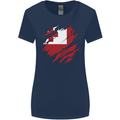 Torn Tongo Flag Tongan Day Football Womens Wider Cut T-Shirt Navy Blue