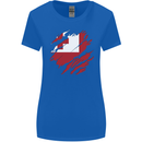 Torn Tongo Flag Tongan Day Football Womens Wider Cut T-Shirt Royal Blue