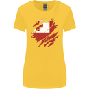 Torn Tongo Flag Tongan Day Football Womens Wider Cut T-Shirt Yellow