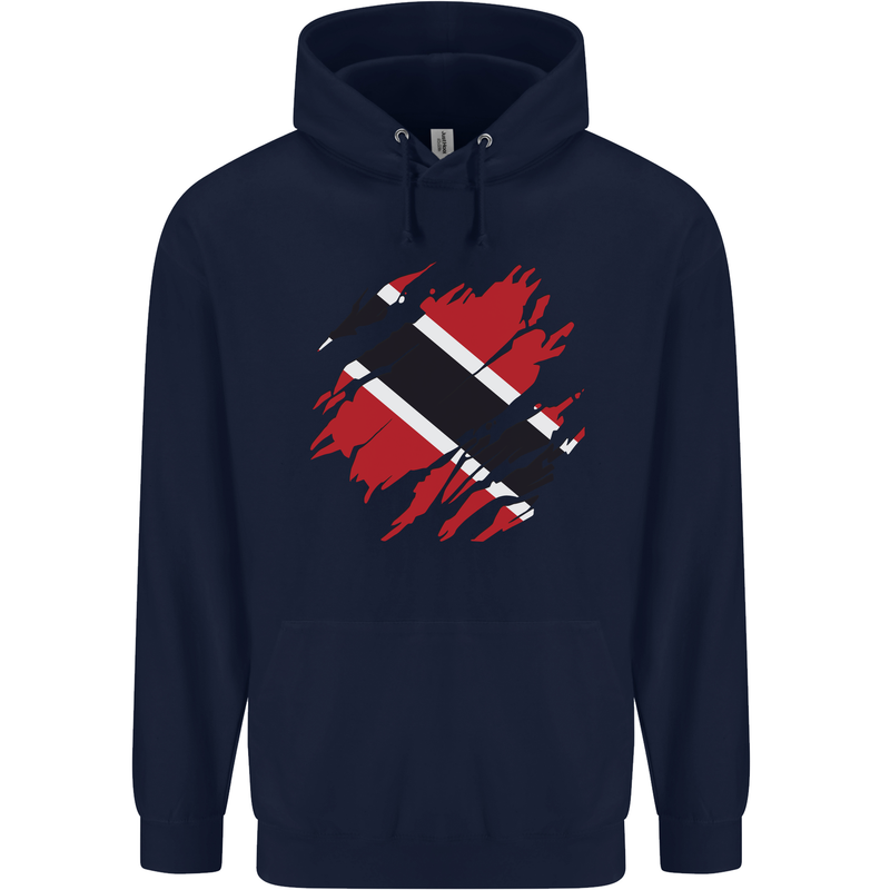 Torn Trinidad and Tobago Day Football Childrens Kids Hoodie Navy Blue