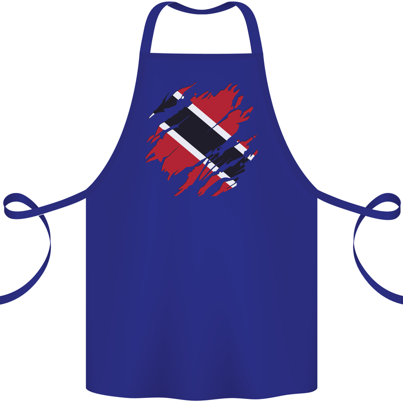 Torn Trinidad and Tobago Day Football Cotton Apron 100% Organic Royal Blue