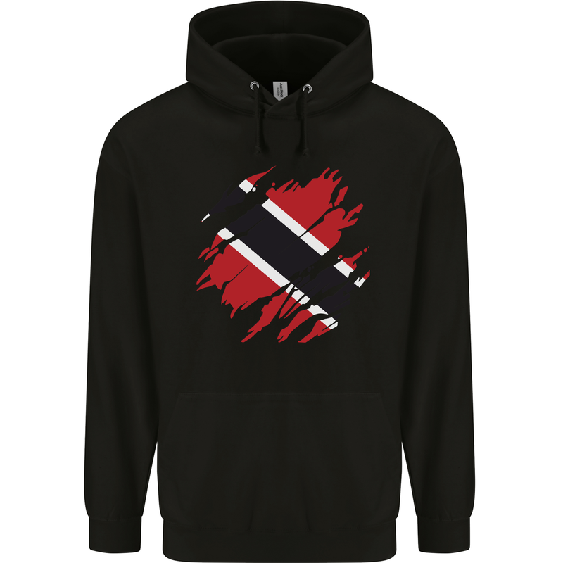 Torn Trinidad and Tobago Day Football Mens 80% Cotton Hoodie Black
