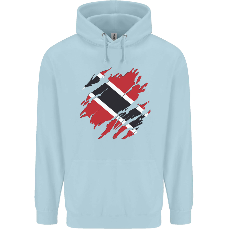 Torn Trinidad and Tobago Day Football Mens 80% Cotton Hoodie Light Blue