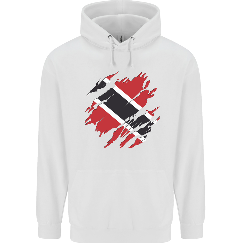 Torn Trinidad and Tobago Day Football Mens 80% Cotton Hoodie White