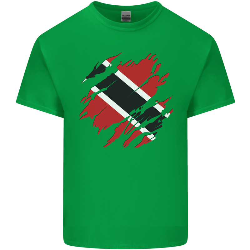 Torn Trinidad and Tobago Day Football Mens Cotton T-Shirt Tee Top Irish Green