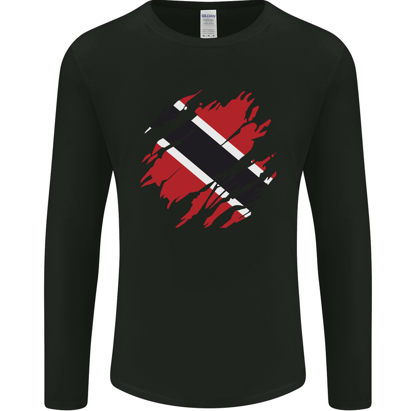 Torn Trinidad and Tobago Day Football Mens Long Sleeve T-Shirt Black
