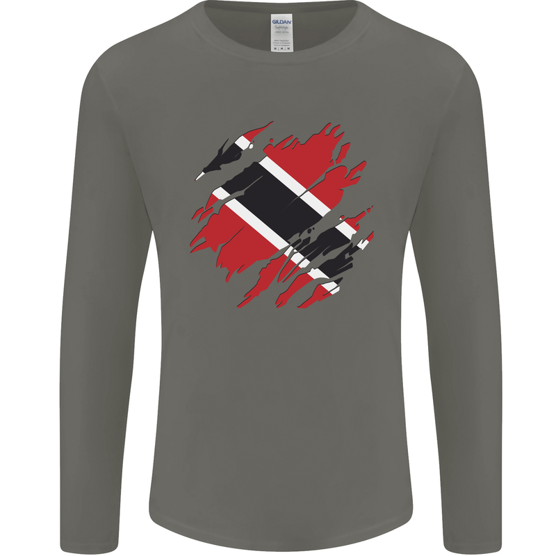 Torn Trinidad and Tobago Day Football Mens Long Sleeve T-Shirt Charcoal
