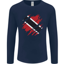 Torn Trinidad and Tobago Day Football Mens Long Sleeve T-Shirt Navy Blue