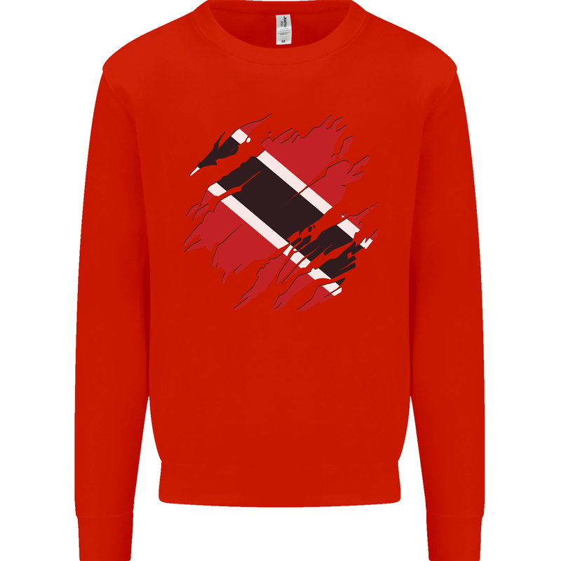 Torn Trinidad and Tobago Day Football Mens Sweatshirt Jumper Bright Red