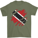 Torn Trinidad and Tobago Day Football Mens T-Shirt 100% Cotton Military Green