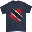 Torn Trinidad and Tobago Day Football Mens T-Shirt 100% Cotton Navy Blue