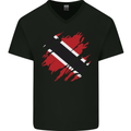 Torn Trinidad and Tobago Day Football Mens V-Neck Cotton T-Shirt Black