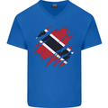 Torn Trinidad and Tobago Day Football Mens V-Neck Cotton T-Shirt Royal Blue