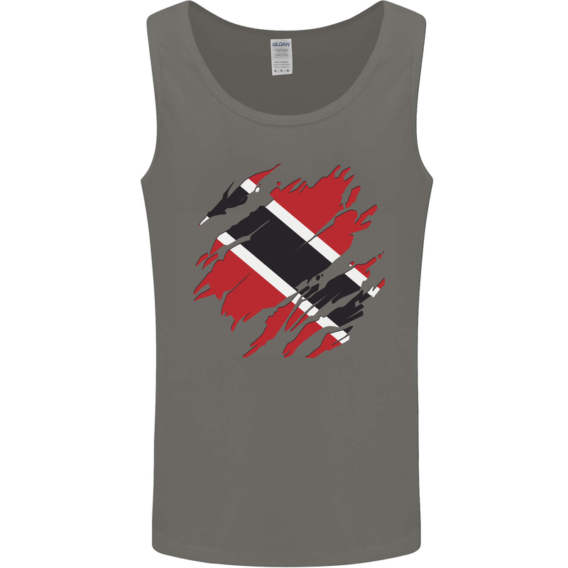 Torn Trinidad and Tobago Day Football Mens Vest Tank Top Charcoal