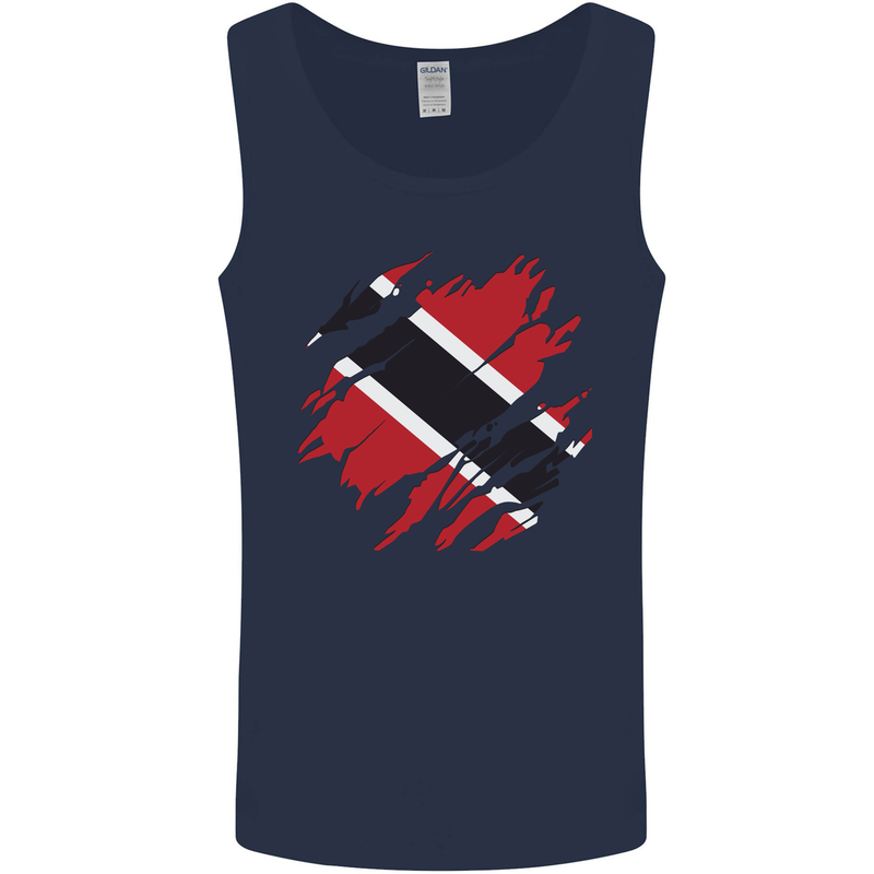 Torn Trinidad and Tobago Day Football Mens Vest Tank Top Navy Blue